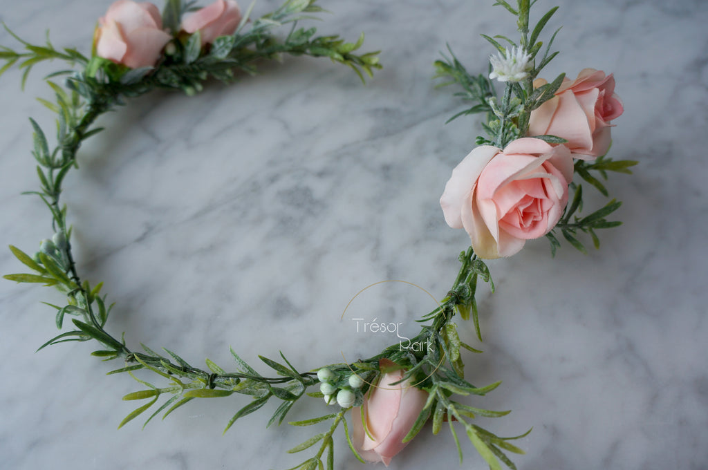 blush pink floral crown