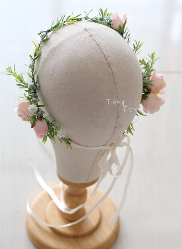 blush pink floral crown