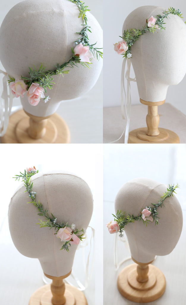 blush pink floral crown